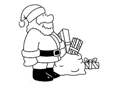 圣誕節圣誕老人送禮物的簡筆畫圖片